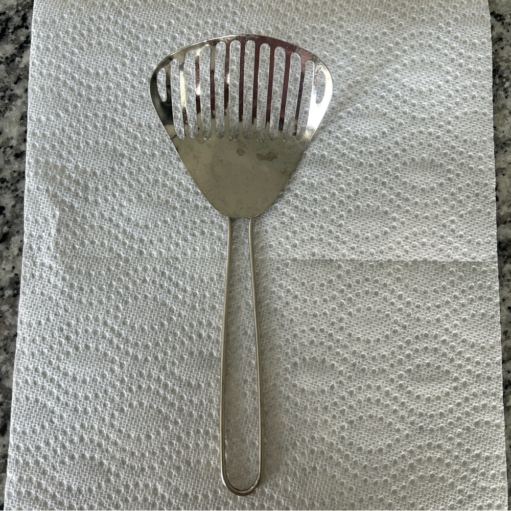 Stainless Steel Slotted Strainer Spatula - Silver